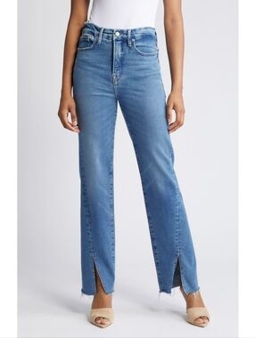 Good American Good Boy Twisted Slit Jeans 8/29 High Rise Straight 8/29